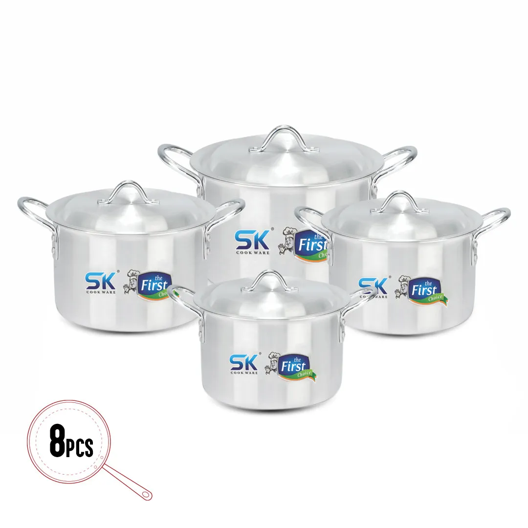 08 Pieces Aluminum Royal Casserole Set - 28 to 36 cm