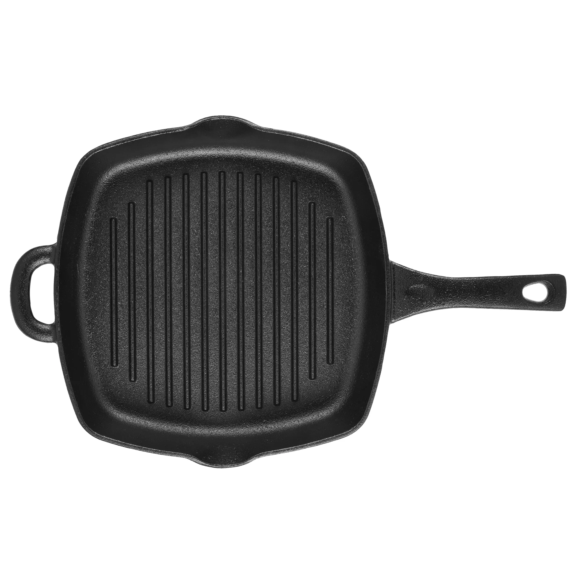 10-Inch Pre-Seasoned Cast Iron Grill Pan with Helper Handle and Pour Spouts