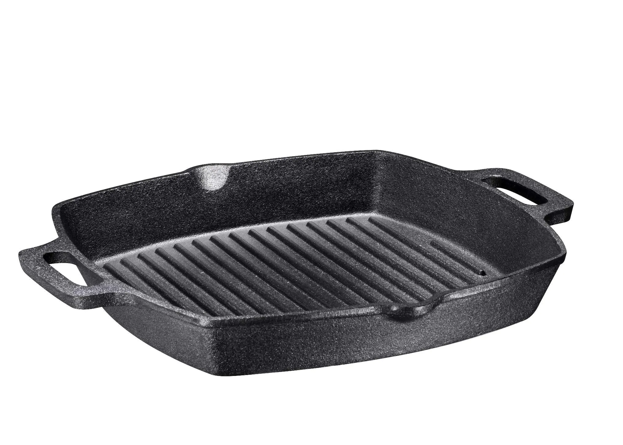 10" Square Cast Iron Grill Pan Steak Pan Pre Seasoned Grill Pan With Easy Grease Drain