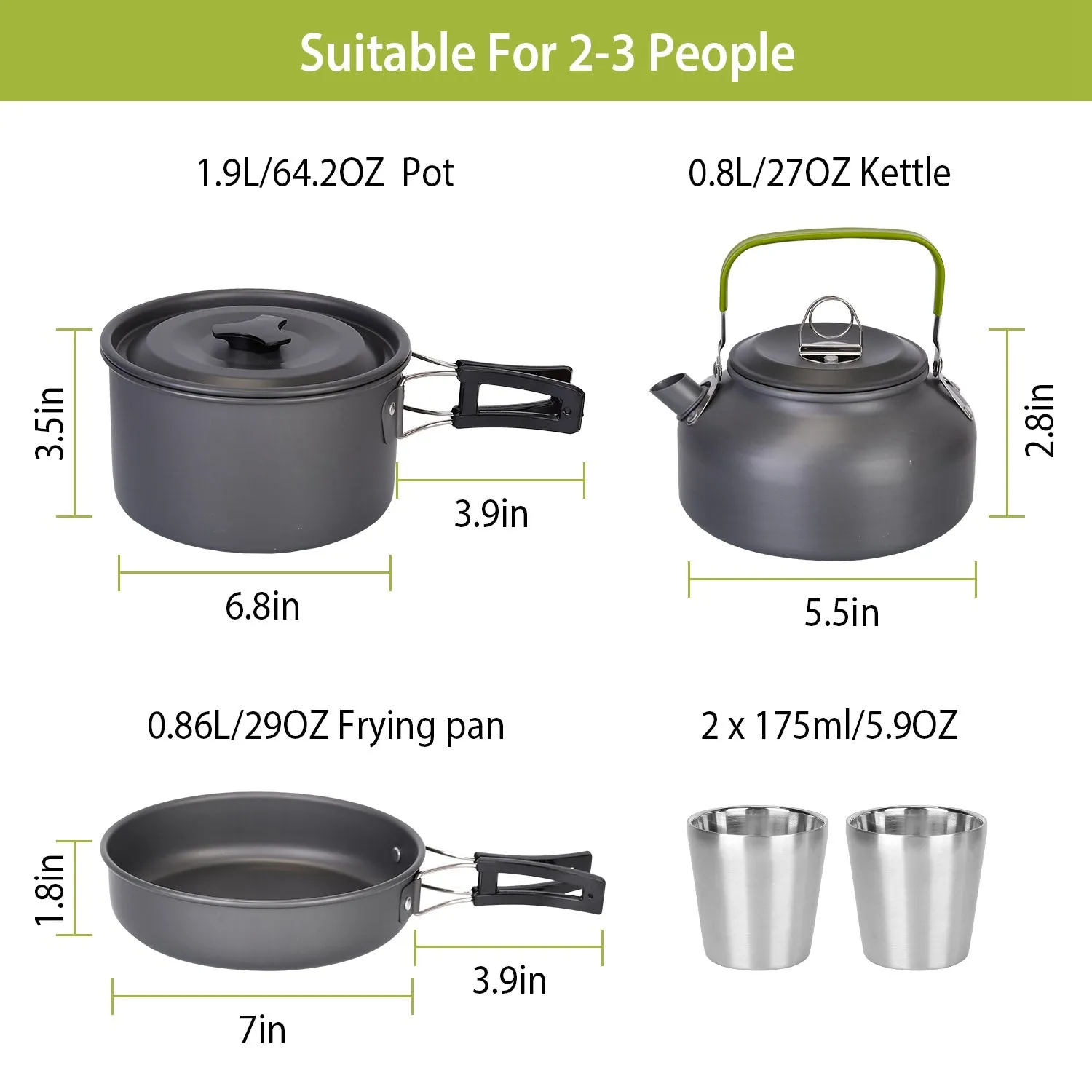 12-Pieces: Camping Cookware Set