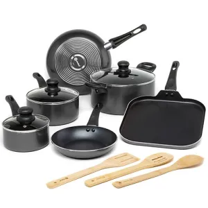 12pc Easy Clean Nonstick Cookware Set Black