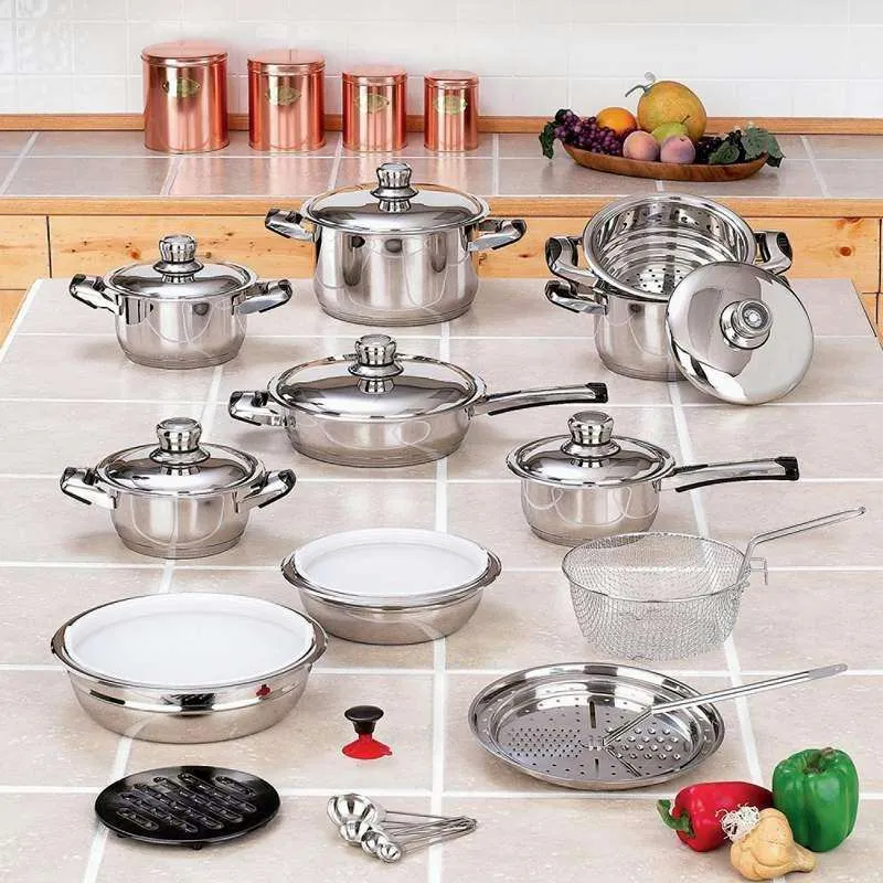 28pc 12-element High-quality Heavy-gauge Stainless Steel Cookware Set