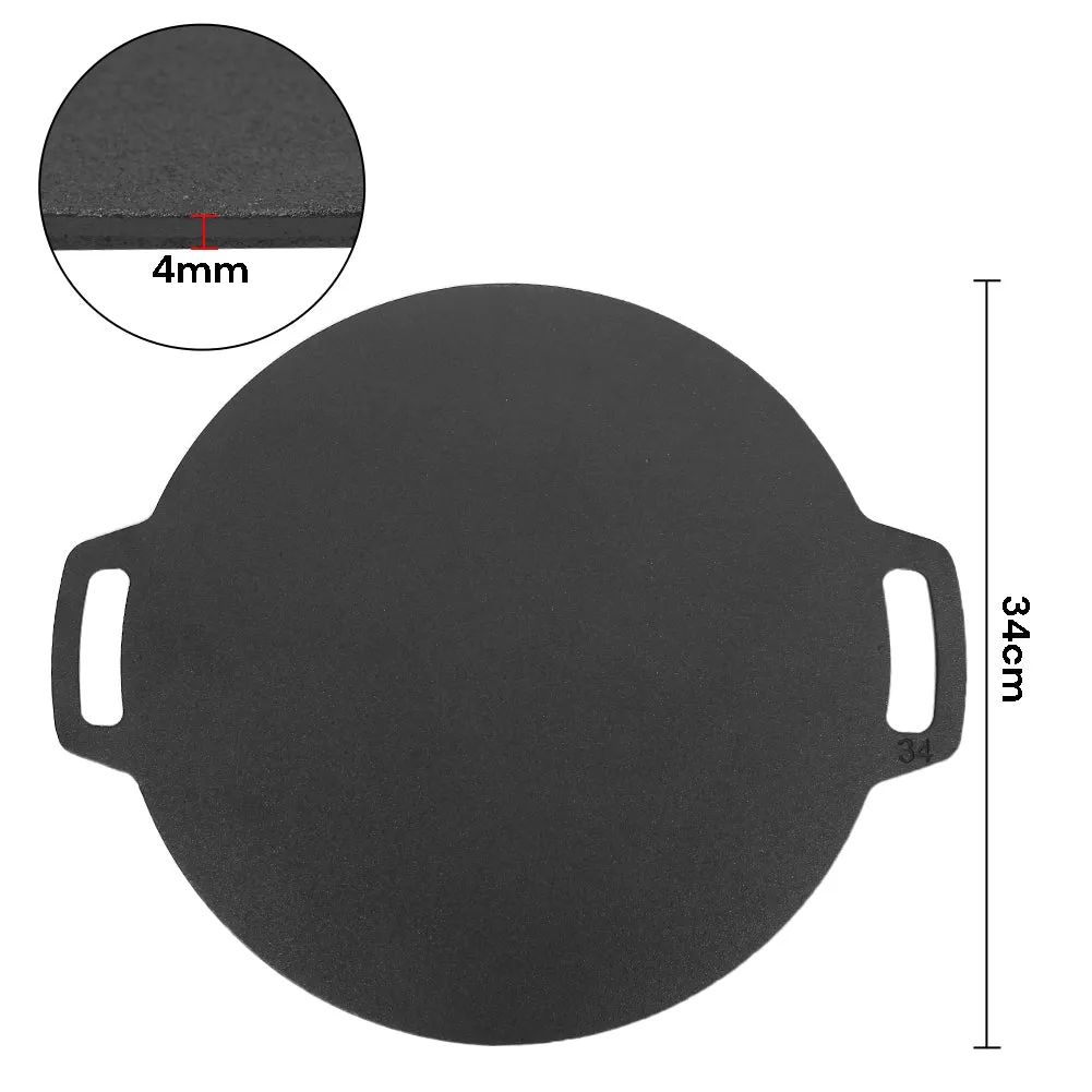 34cm Cast Iron Crepe Pan Set with Ergonomic Handles, 5 Pieces