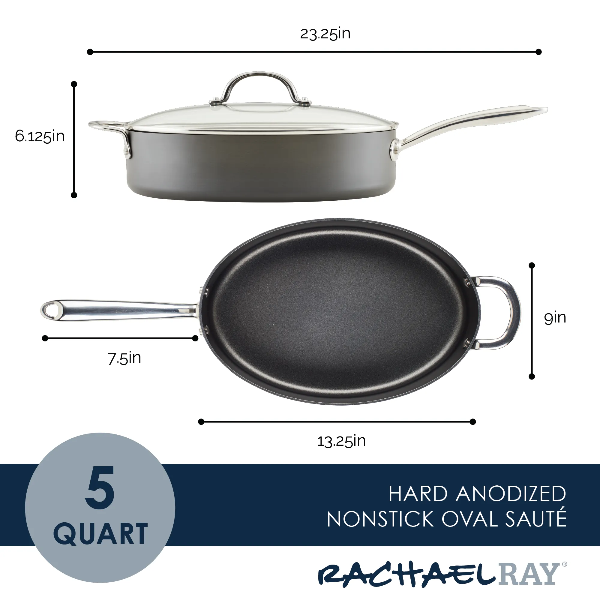 5-Quart Oval Sauté Pan with Lid