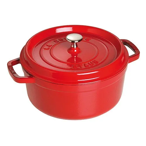 5.5qt Round Cast Iron Cocotte Cherry