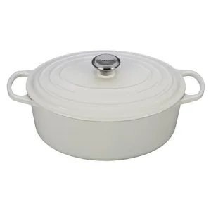 6.75qt Signature Cast Iron Oval Dutch Oven White