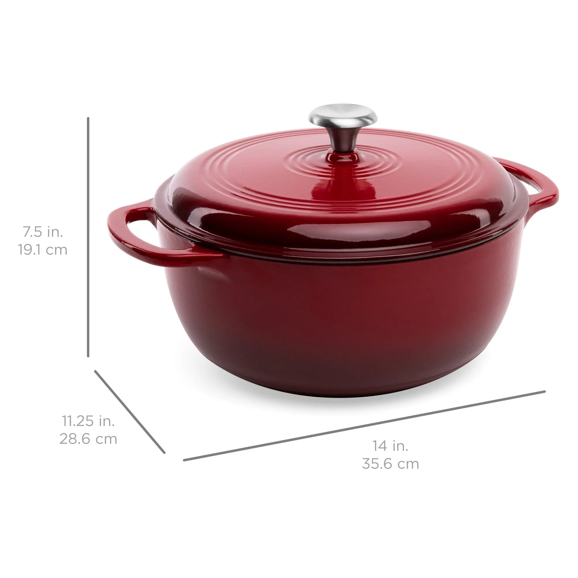 6qt Non-Stick Enamel Cast-Iron Dutch Oven Kitchen Cookware w/ Side Handles