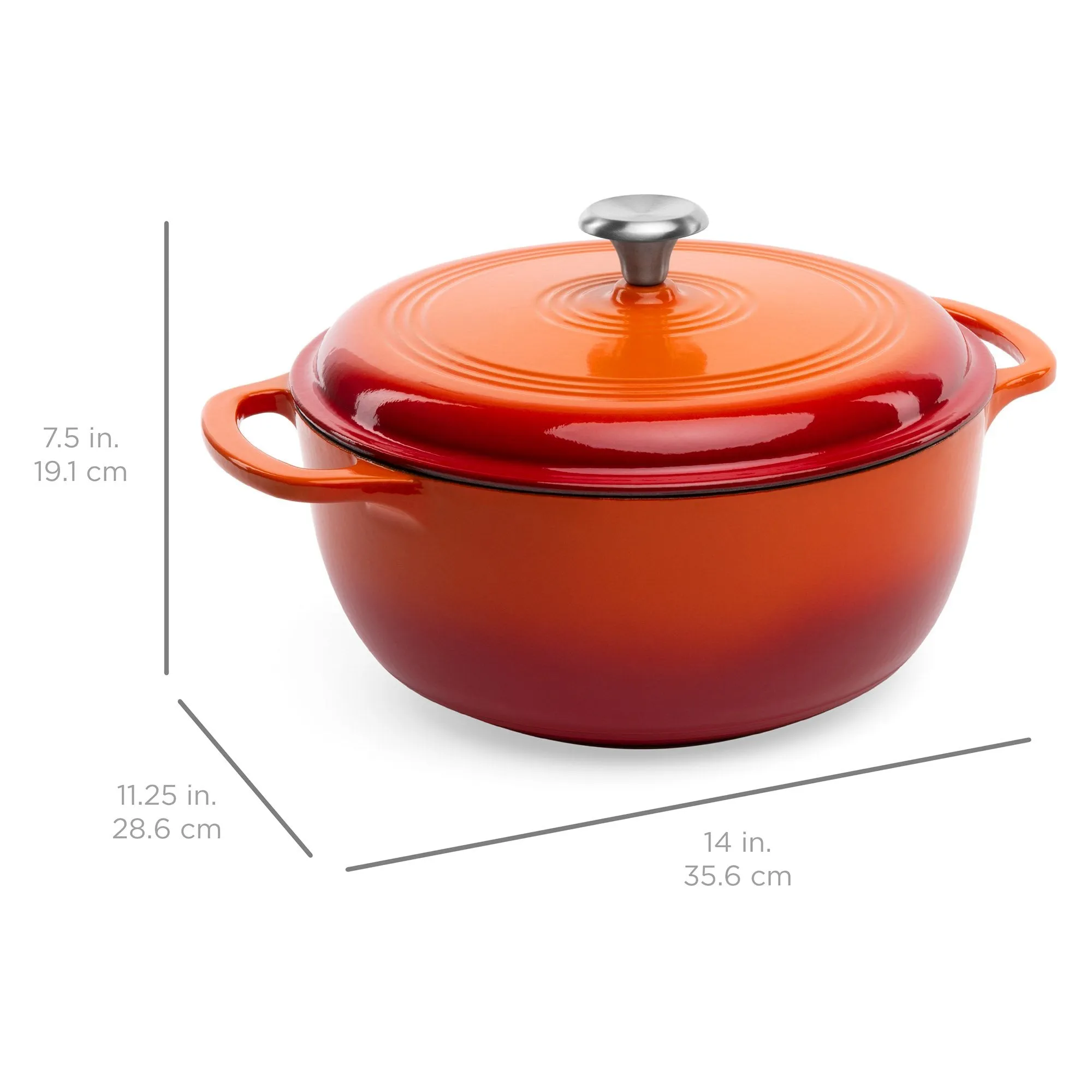 6qt Non-Stick Enamel Cast-Iron Dutch Oven Kitchen Cookware w/ Side Handles