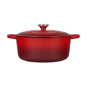 7.25qt Signature Cast Iron Round Dutch Oven Cerise