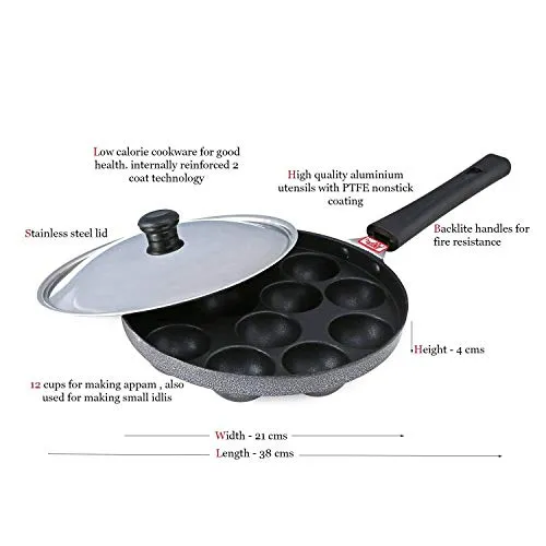 Anjali - DAL12 Diamond Series Aluminium Appa Patra (Black)