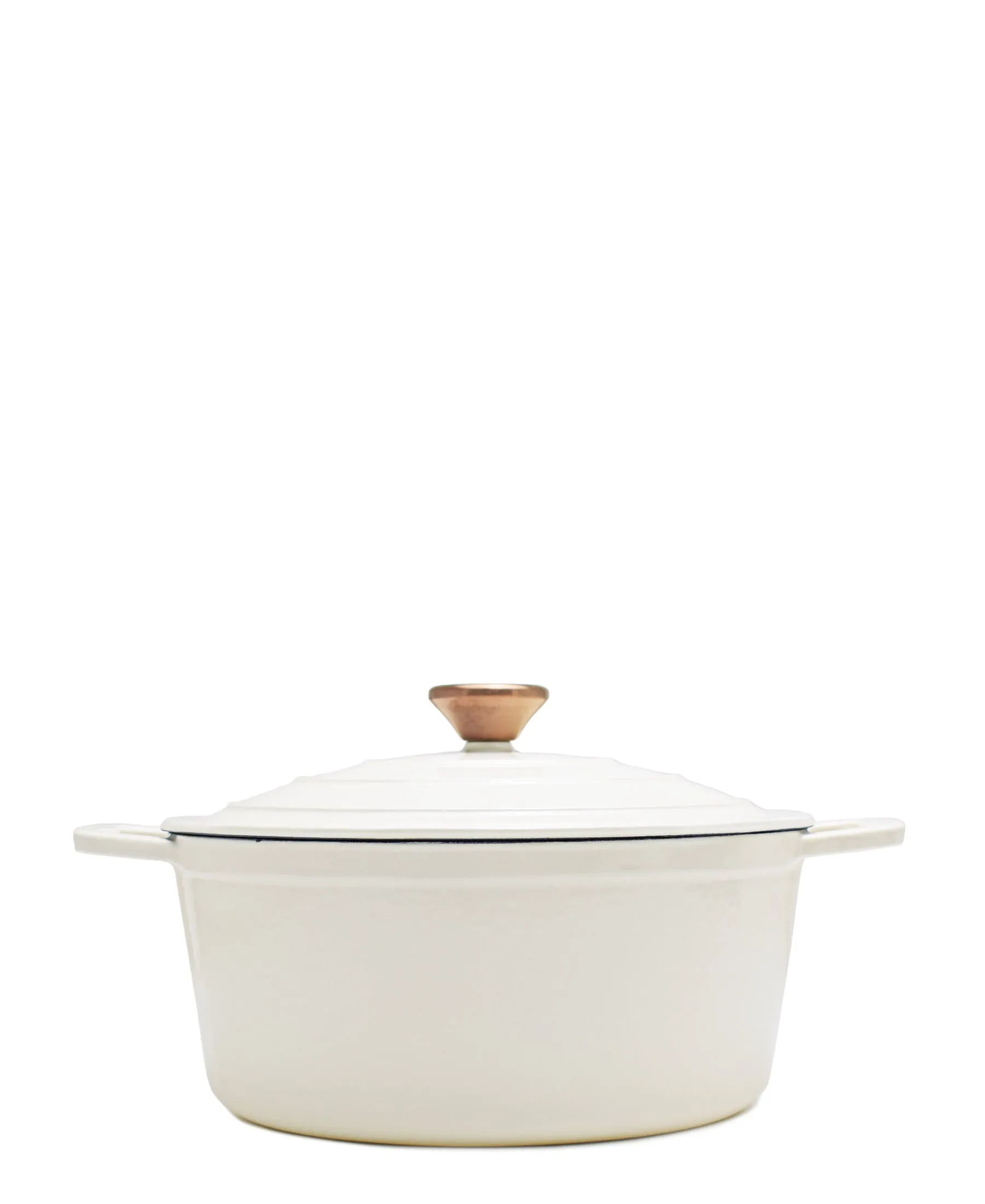 Aqua Enamel Cast Iron Casserole 4,8Litre - White with Bronze Lid