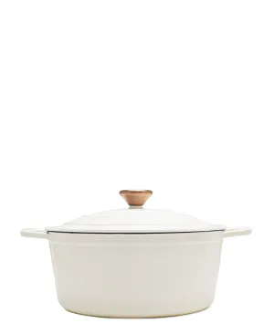 Aqua Enamel Cast Iron Casserole 4,8Litre - White with Bronze Lid