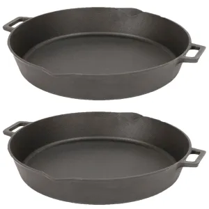 Bayou Classic 16 Inch Oven Safe Cast Iron Skillet Cooking Pot, Black (2 Pack)