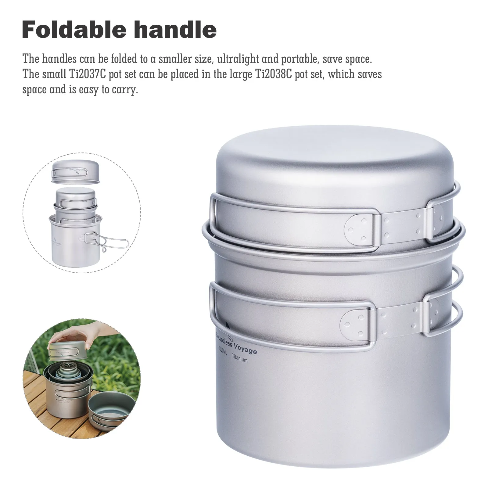 Boundless Voyage Camping Pot Pan Portable Hiking Picnic Backpacking Pot Kitchen Cooking Mess Kit