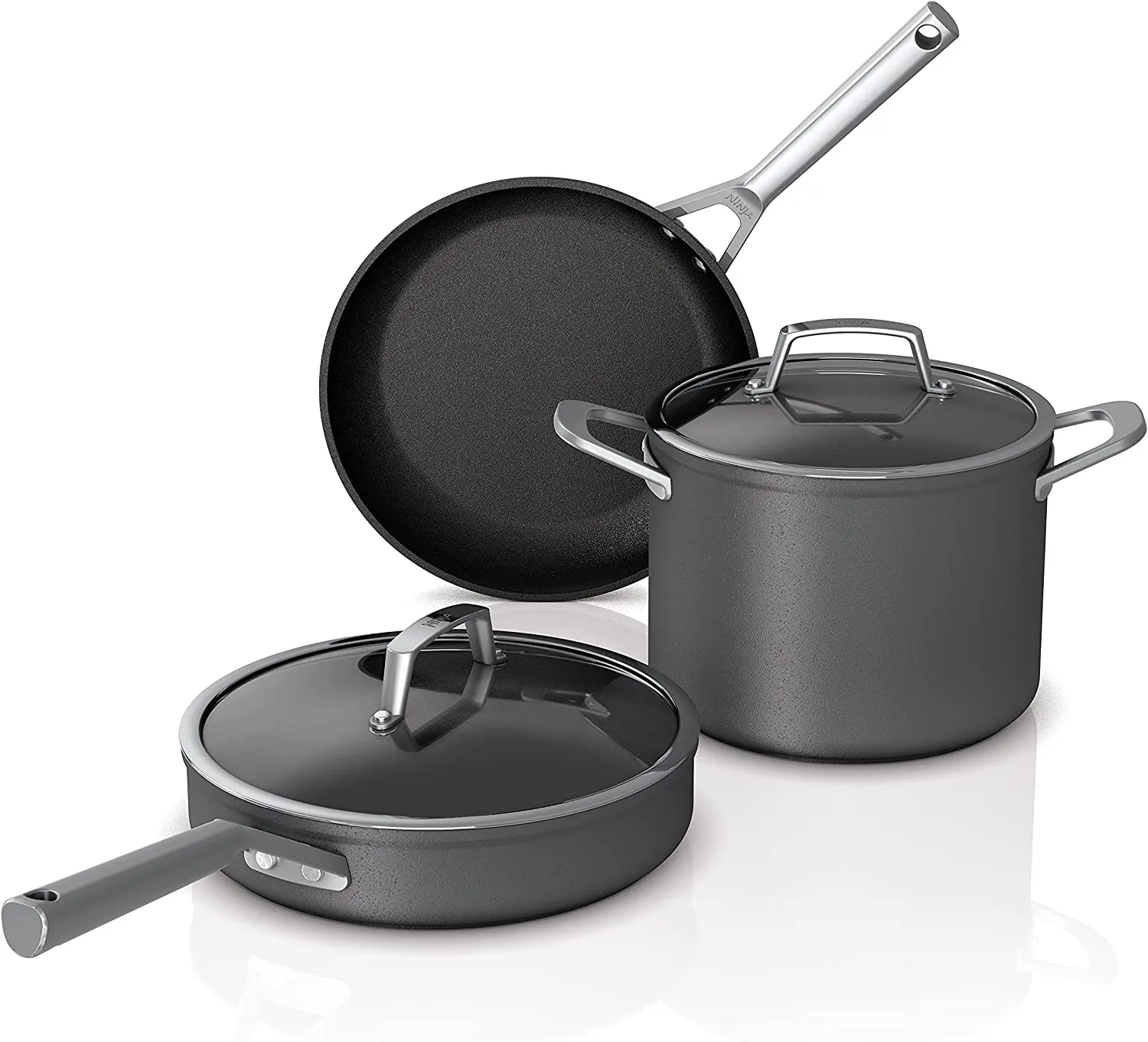 **CLEARANCE** Ninja C35000W Foodi NeverStick Premium Hard-Anodized 5-Piece Cookware Set , Black