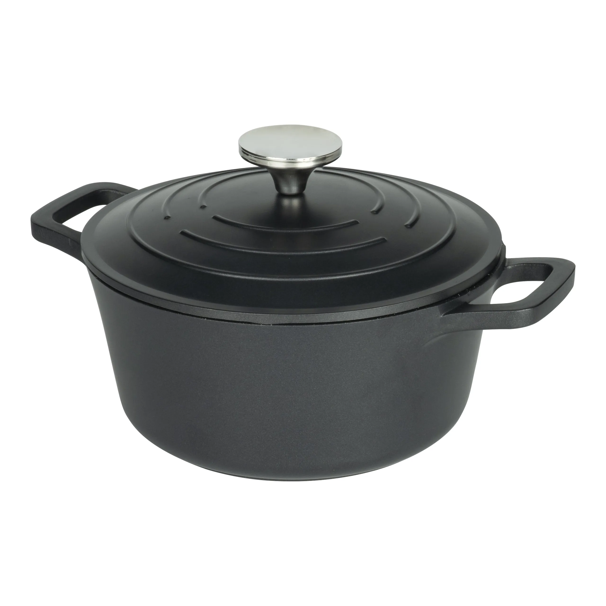 Commichef Cast Aluminium 20cm Round Casserole - Black