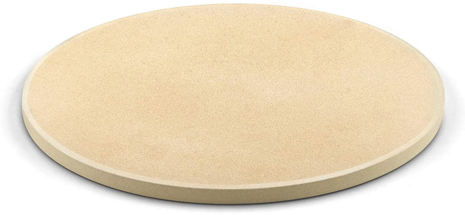 Cook N Home 02662 Pizza Grilling Baking Stone with Scraper, Heavy Duty Cordierite 16-Inch Round Bread Stone for Oven and Grill, Thermal Shock Resistant Ideal for Baking Golden Crisp Crust Pizza