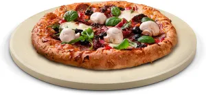 Cook N Home 02662 Pizza Grilling Baking Stone with Scraper, Heavy Duty Cordierite 16-Inch Round Bread Stone for Oven and Grill, Thermal Shock Resistant Ideal for Baking Golden Crisp Crust Pizza