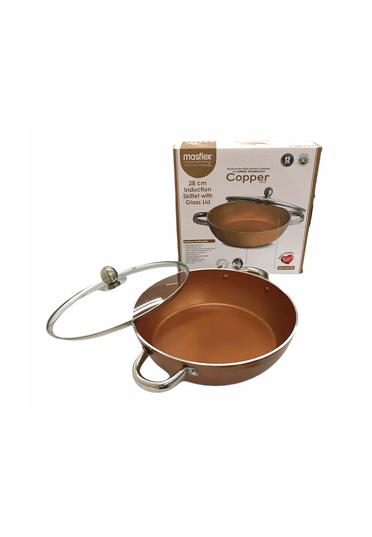 Copper Induction Skillet With Glass Lid