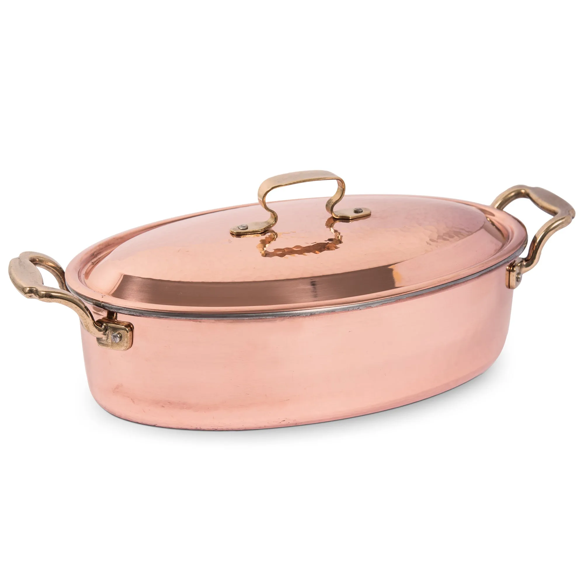 COPPER OVAL CASSEROLE WITH LID