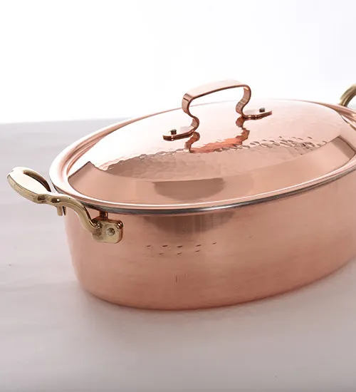 COPPER OVAL CASSEROLE WITH LID