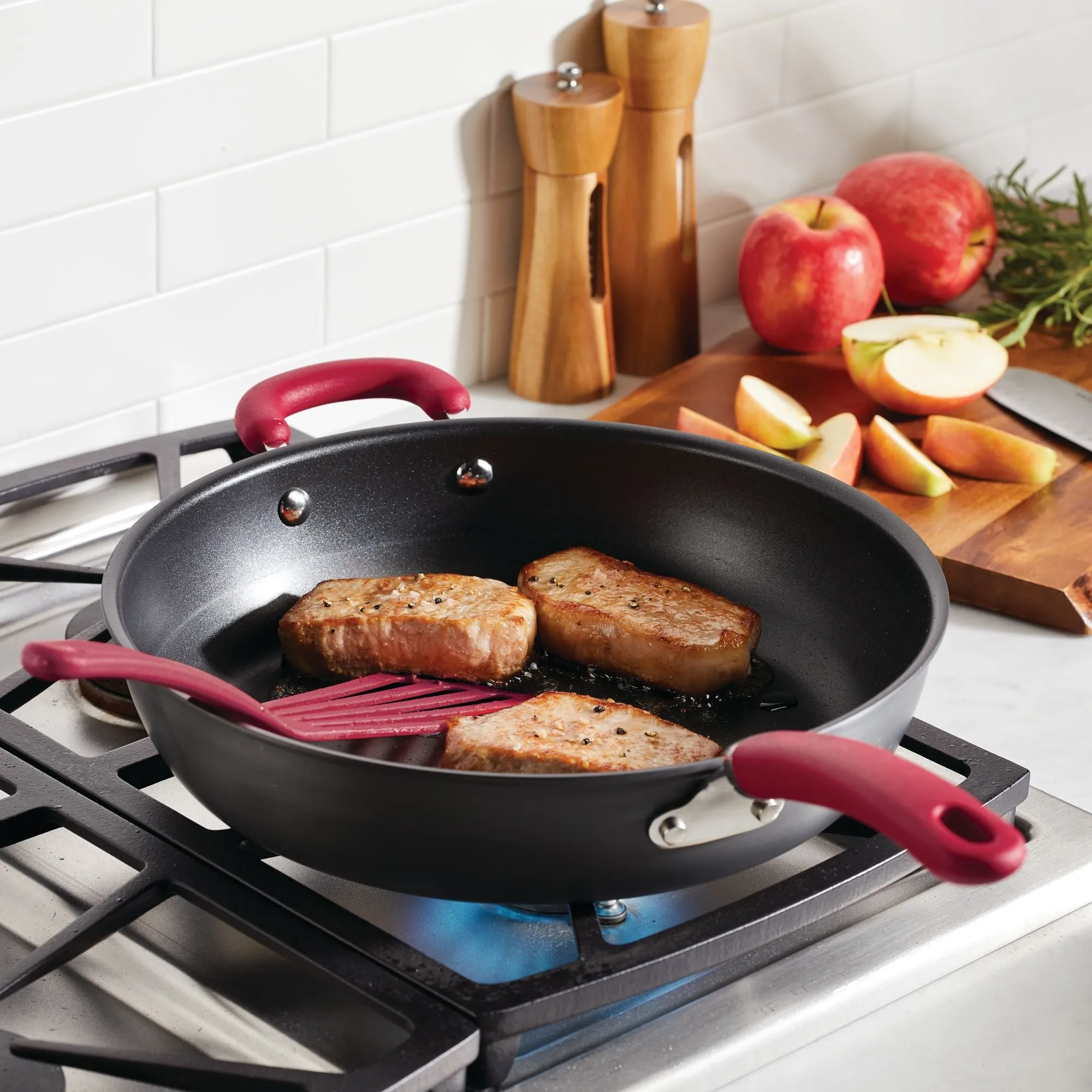 Create Delicious 12.5-Inch Hard Anodized Nonstick Induction Deep Frying Pan with Helper Handle