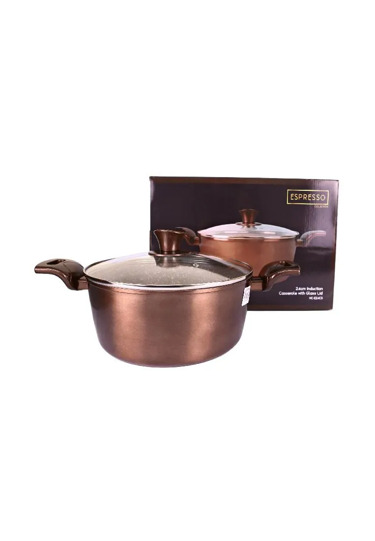 Cuisson Espresso Collection Brown Casserole 24cm with Glass Lid