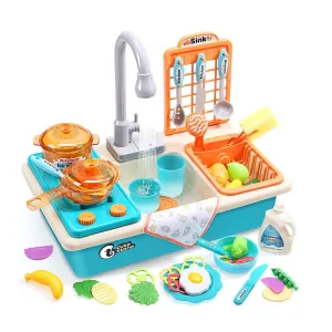 CUTE STONE Pretend Play Kitchen Sink Toys Cooking Stove Cookware Pot and Pan