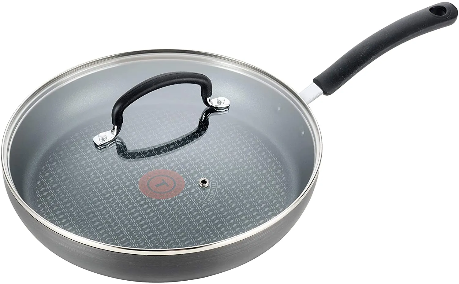 Dishwasher Safe Cookware Fry Pan with Lid Hard Anodized Titanium Nonstick, 12-Inch, Black