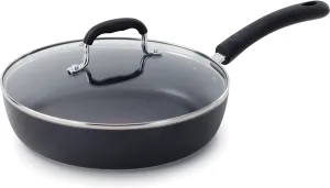 Dishwasher Safe Cookware Fry Pan with Lid Hard Anodized Titanium Nonstick, 12-Inch, Black