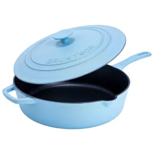 Enameled Silicone Oil Non-Stick Cast Iron 12 Inch Skillet Deep Saut Pan 5 Quart Jumbo