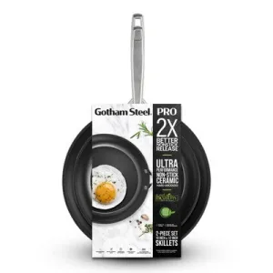 Gotham Steel Pro 2x Nonstick 2pk 10" & 12" Hard Anodized Aluminum Ceramic Fry