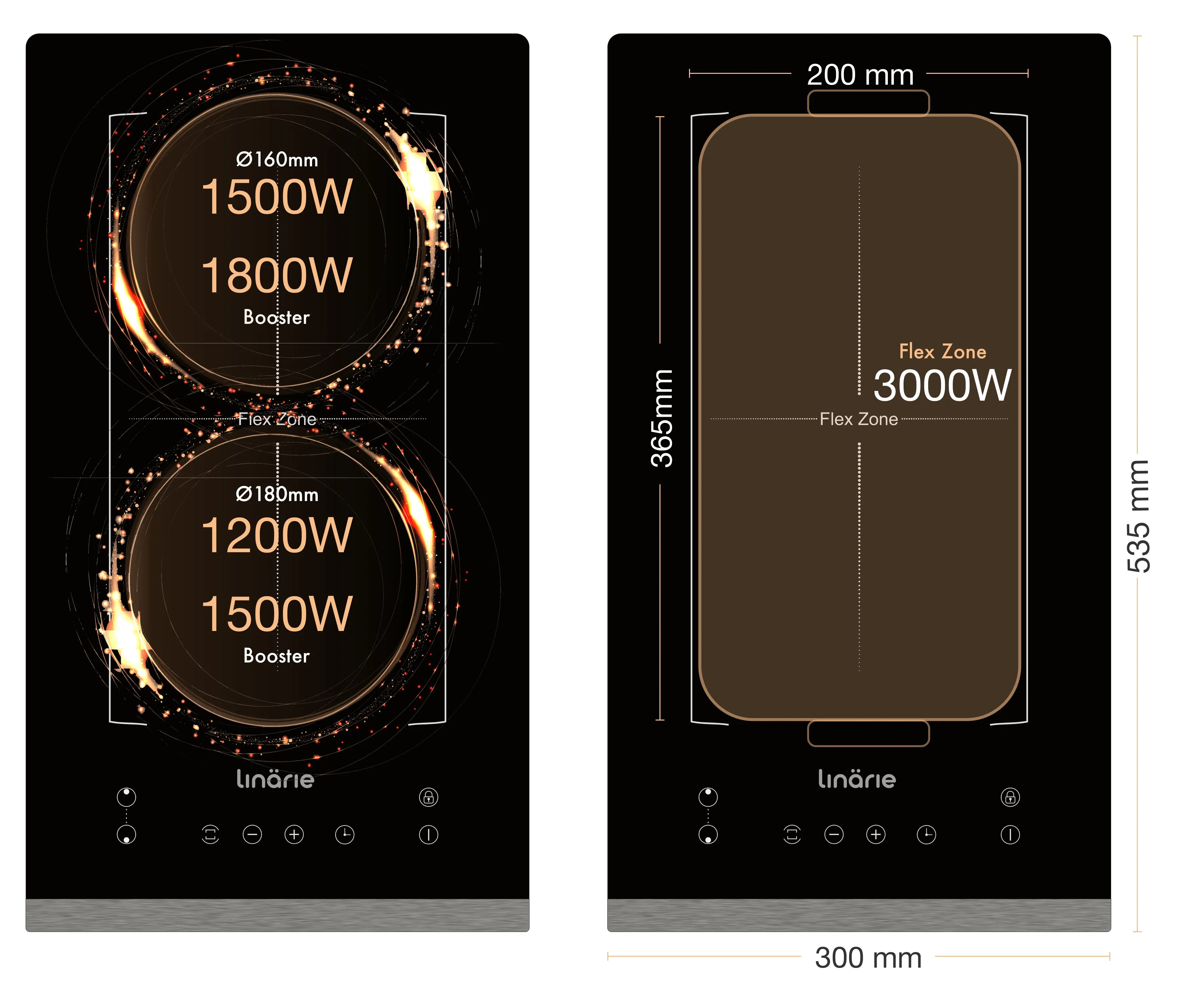 Grenoble 30cm Domino Induction Cooktop with Flex Zone LS30I1F