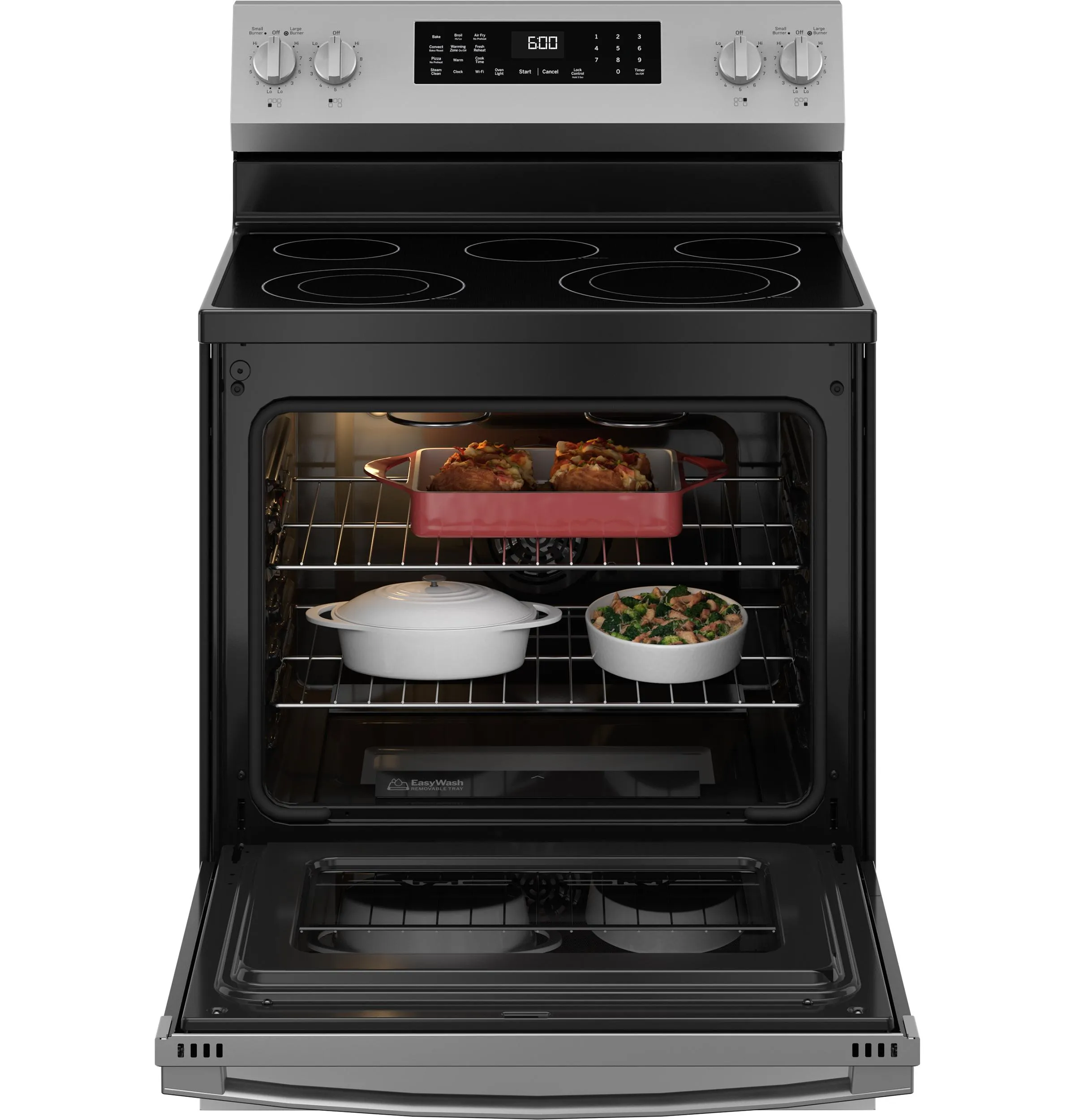 GRF600AVSS GE® 30" Free-Standing Electric Convection Range with No Preheat Air Fry and EasyWash™ Oven Tray