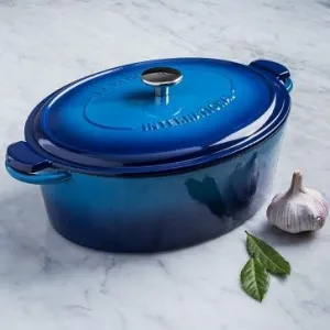 Henckels Oval Casserole  Enameled Dutch Cast Iron  - 6L / 6.3QT (Blue)