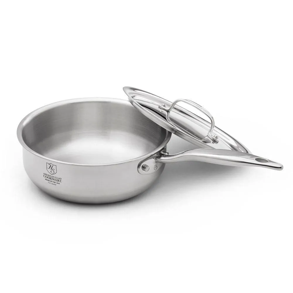 Heritage Steel 5-ply Stainless Saucier Pan with Lid