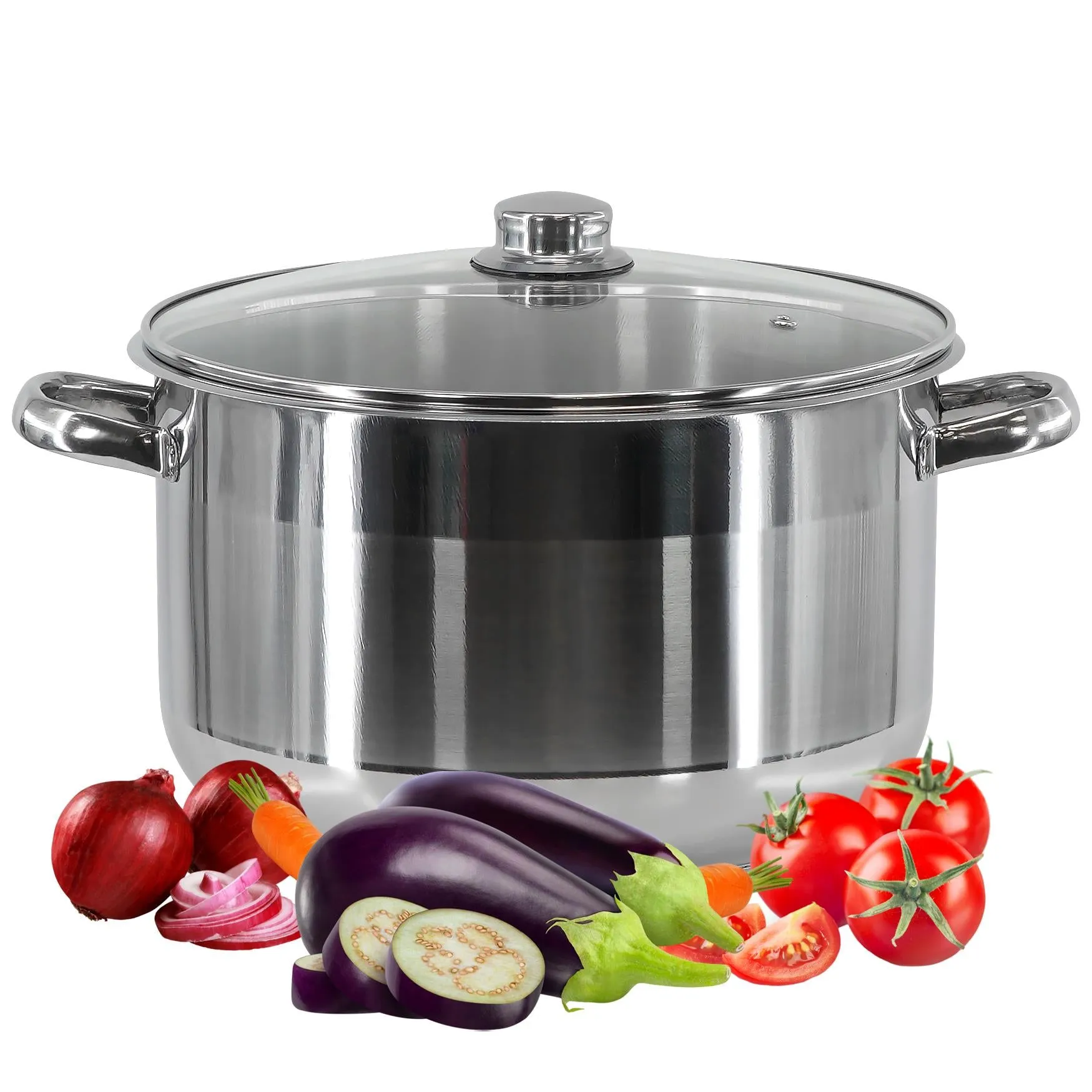 Induction Stockpot With Glass Lid - 11 ltr