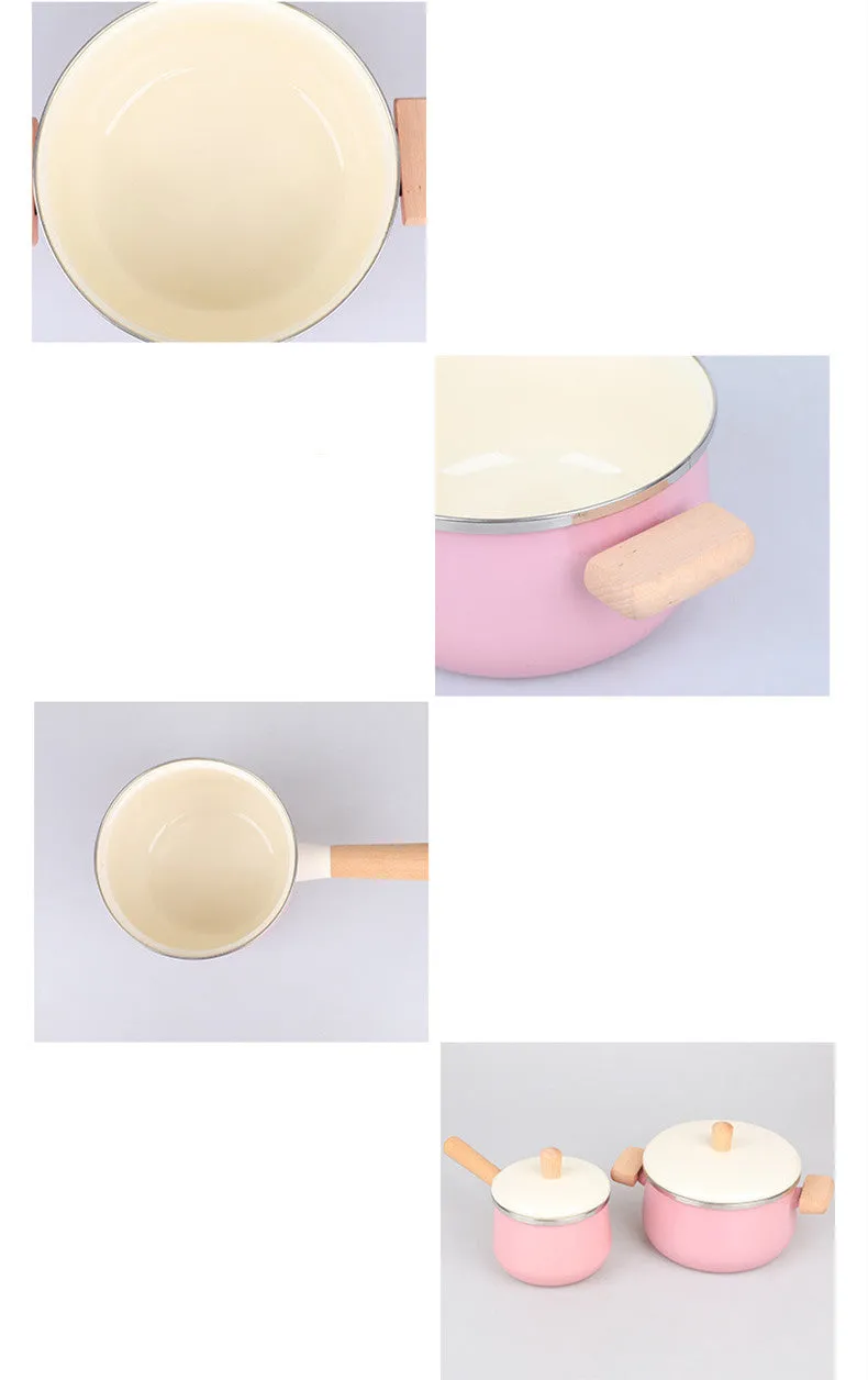 Japanese Enamel Soup Baby Food Supplement Milk Pot