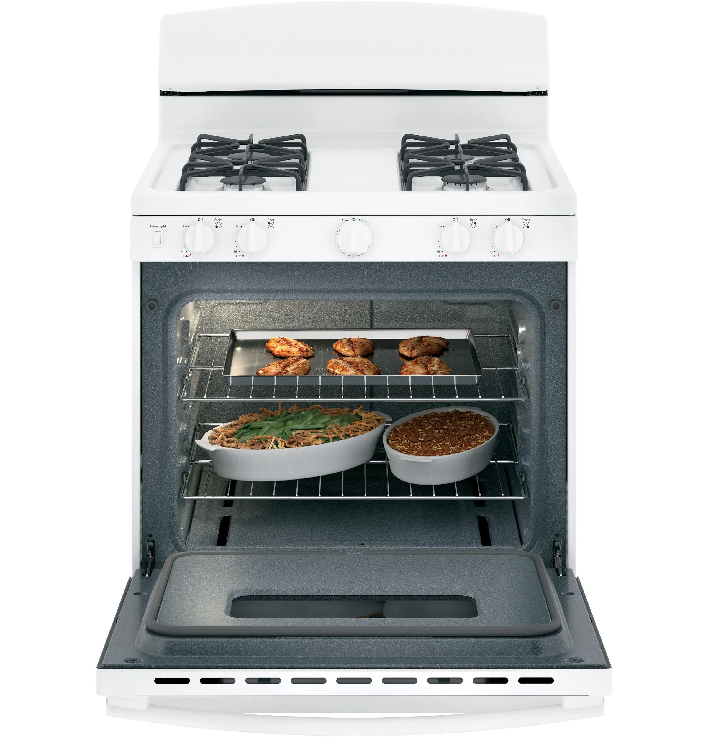 JGBS10DEMWW GE® 30" Free-Standing Front Control Gas Range