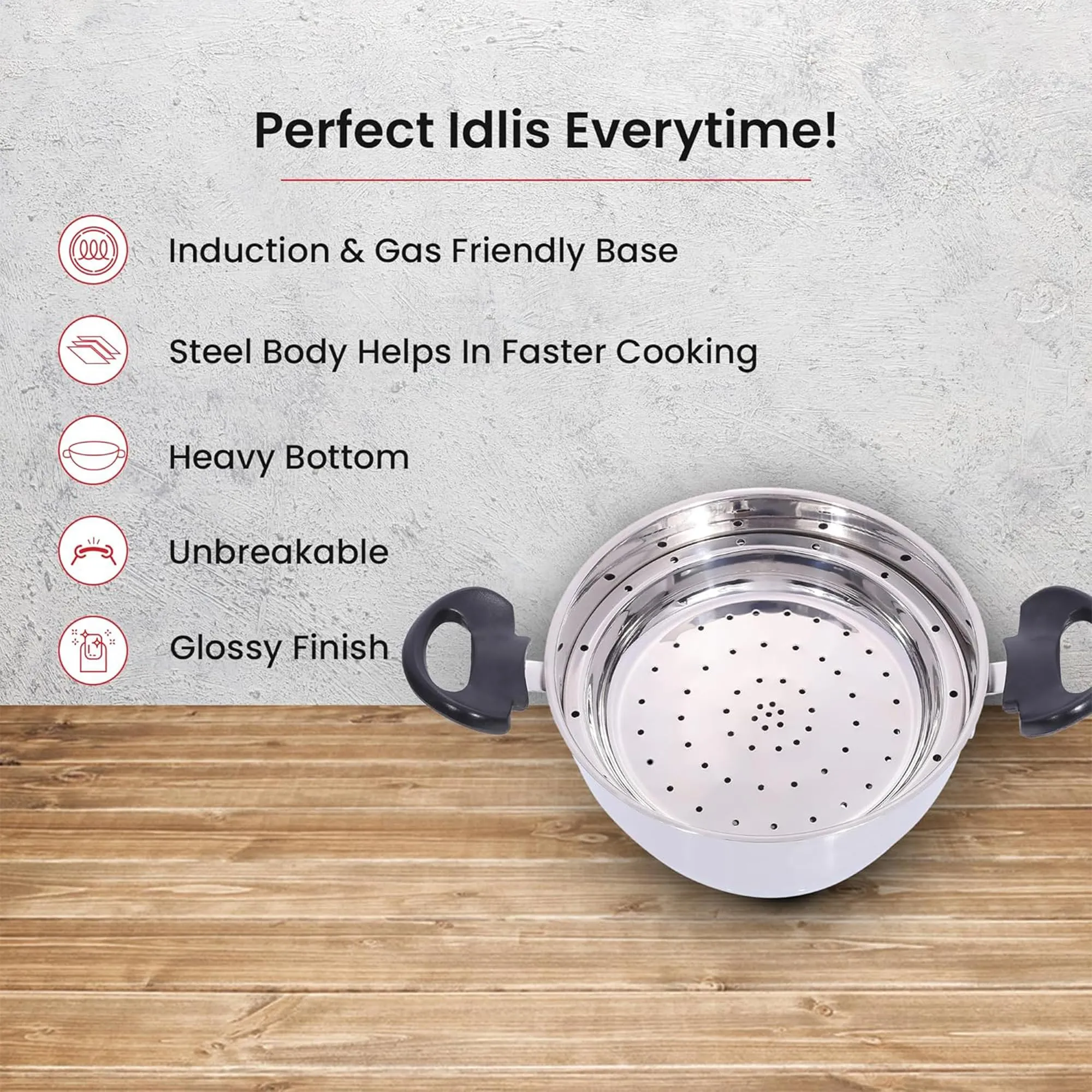 Kuber Industries Stainless Steel 5-in-1 Multi Kadai for Idli, Dhokla, Mini Idlies, Modaks | Includes 3 Idly Plates, 1 Steamer Plate, 1 Dhokla Plate & 1 Multi Kadai with Lid | Silver