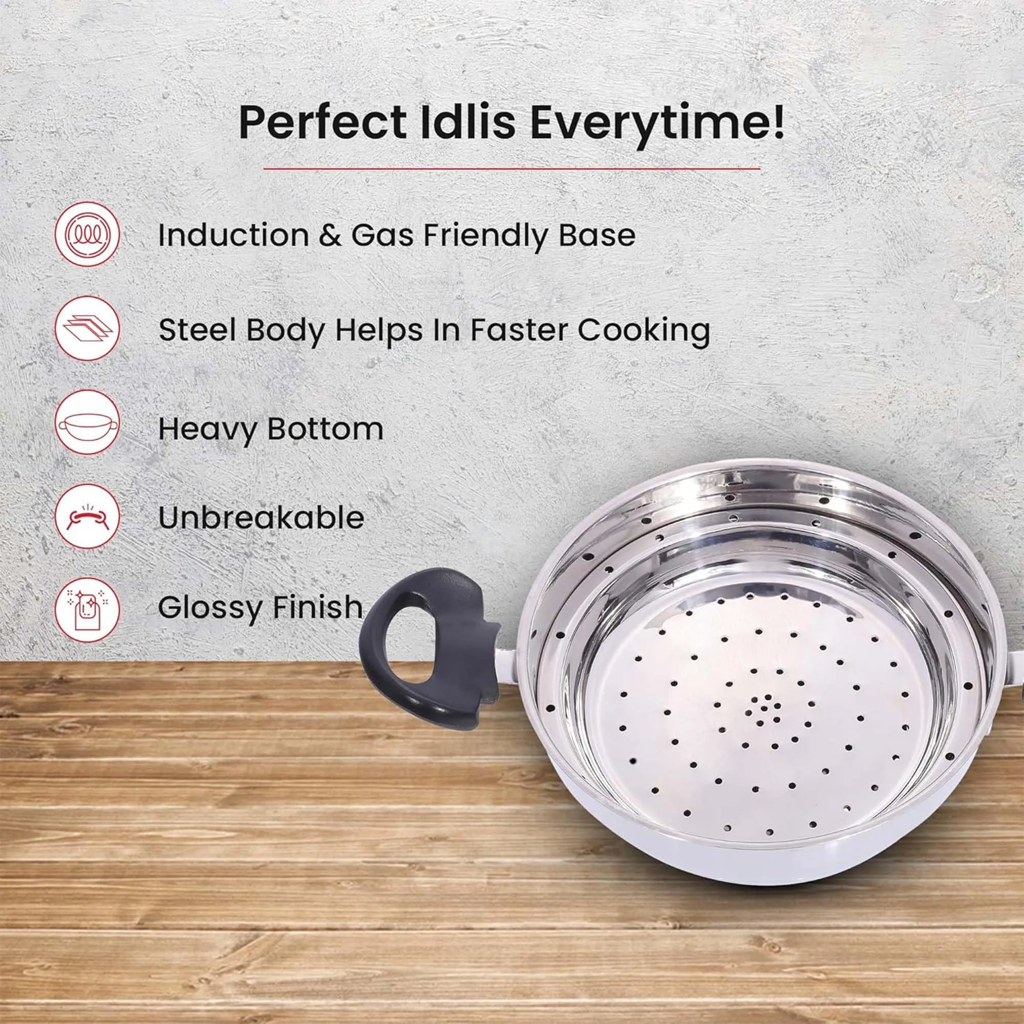 Kuber Industries Stainless Steel Multi Kadai for Idli, Dhokla, Mini Idlies, Modaks | Includes 2 Triangle Idly Plates, 1 Steamer Plate, 1 Momo Plate & 1 Multi Kadai with Lid | Silver