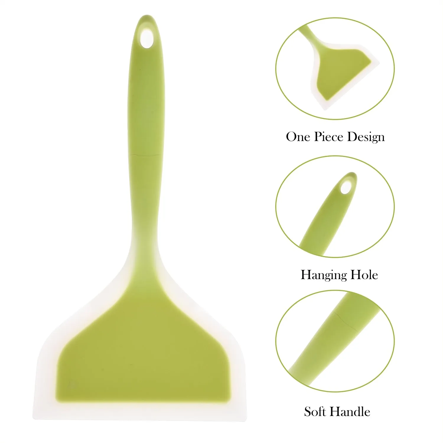 Kuber Industries Turner | Silicone Wide Spatula Turner | Spatulas Turner for Nonstick Cookware | Omelette Turner for Cooking | Kitchen Turners | New Big Spatula | Pack of 3 | Green