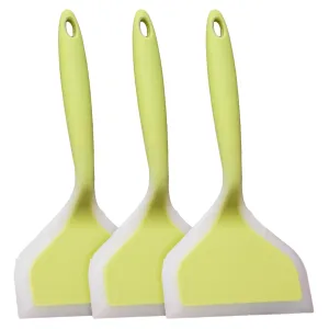 Kuber Industries Turner | Silicone Wide Spatula Turner | Spatulas Turner for Nonstick Cookware | Omelette Turner for Cooking | Kitchen Turners | New Big Spatula | Pack of 3 | Green