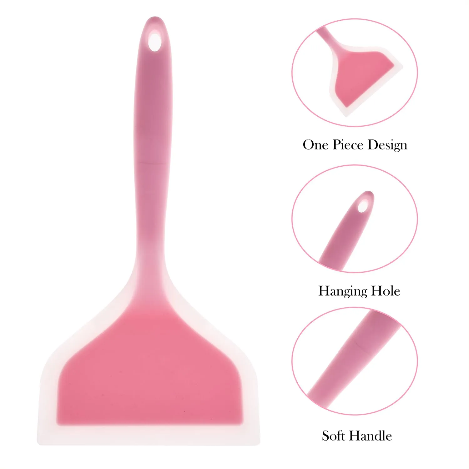 Kuber Industries Turner | Silicone Wide Spatula Turner | Spatulas Turner for Nonstick Cookware | Omelette Turner for Cooking | Kitchen Turners | New Big Spatula | Pack of 3 | Pink