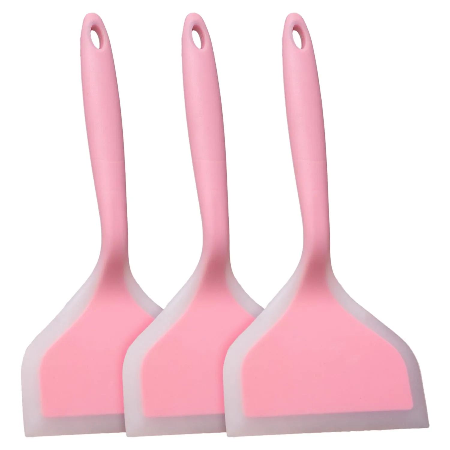 Kuber Industries Turner | Silicone Wide Spatula Turner | Spatulas Turner for Nonstick Cookware | Omelette Turner for Cooking | Kitchen Turners | New Big Spatula | Pack of 3 | Pink