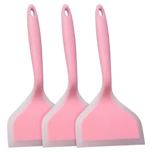 Kuber Industries Turner | Silicone Wide Spatula Turner | Spatulas Turner for Nonstick Cookware | Omelette Turner for Cooking | Kitchen Turners | New Big Spatula | Pack of 3 | Pink