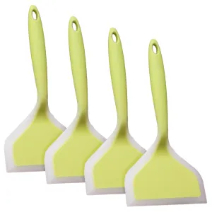 Kuber Industries Turner | Silicone Wide Spatula Turner | Spatulas Turner for Nonstick Cookware | Omelette Turner for Cooking | Kitchen Turners | New Big Spatula | Pack of 4 | Green