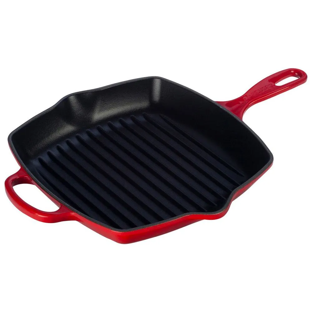 Le Creuset 10.25" Signature Square Skillet Grill - Cerise