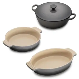 Le Creuset Cast Iron and Stoneware Set Flint (DISC)