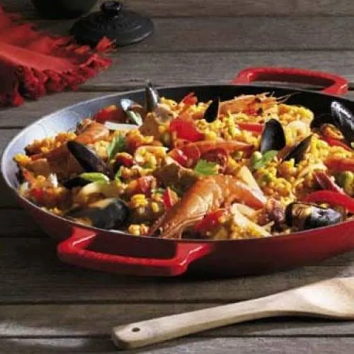 Le Creuset Cast Iron Paella Pan 34cm Cerise